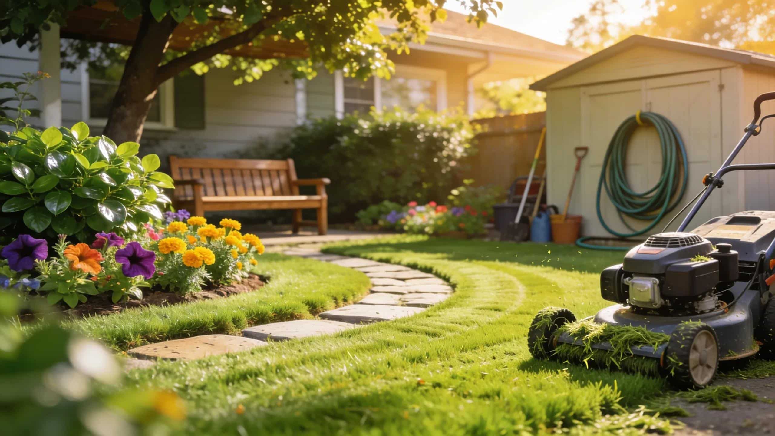 Vibrant lawn showcasing healthy grass and colorful landscaping, emphasizing lawn care importance